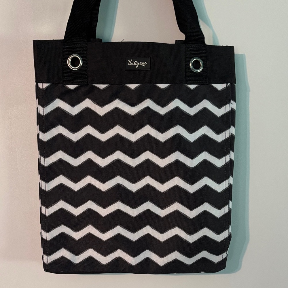 Thirty-One Chevron Black and White Essential Storage Tote